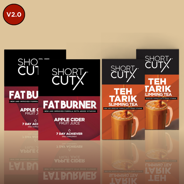 2.0 Bundle of 4 - Teh Tarik Slimming Tea + Fat Burner Apple Cider Fruit Juice [Extreme Weight Loss Combo]